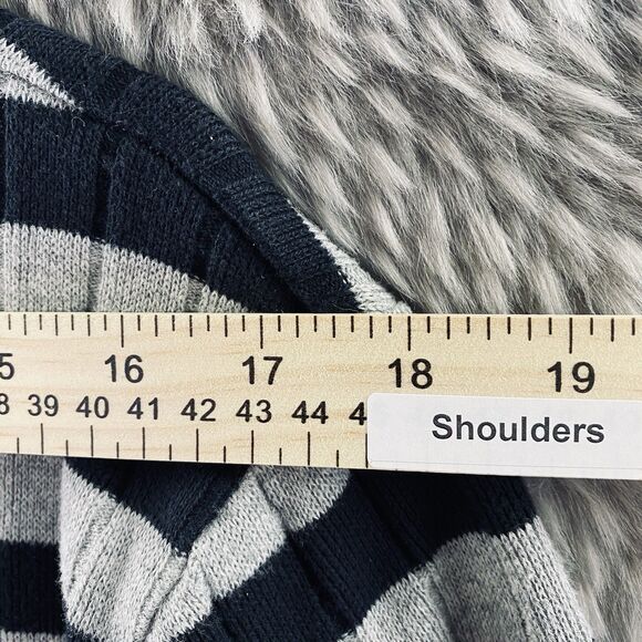 DKNY Jeans Men's Sweater Long Sleeve Black Grey Stripe Medium - Picture 7 of 12